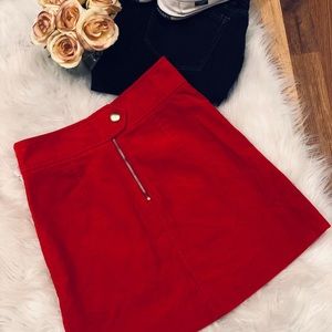 J Crew Red Corduroy Front Button Pencil Skirt
